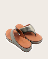 GENTLE SOULS - Daya Metallic Thong Sandal Pewter Leather