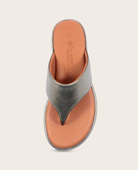 GENTLE SOULS - Daya Metallic Thong Sandal Pewter Leather