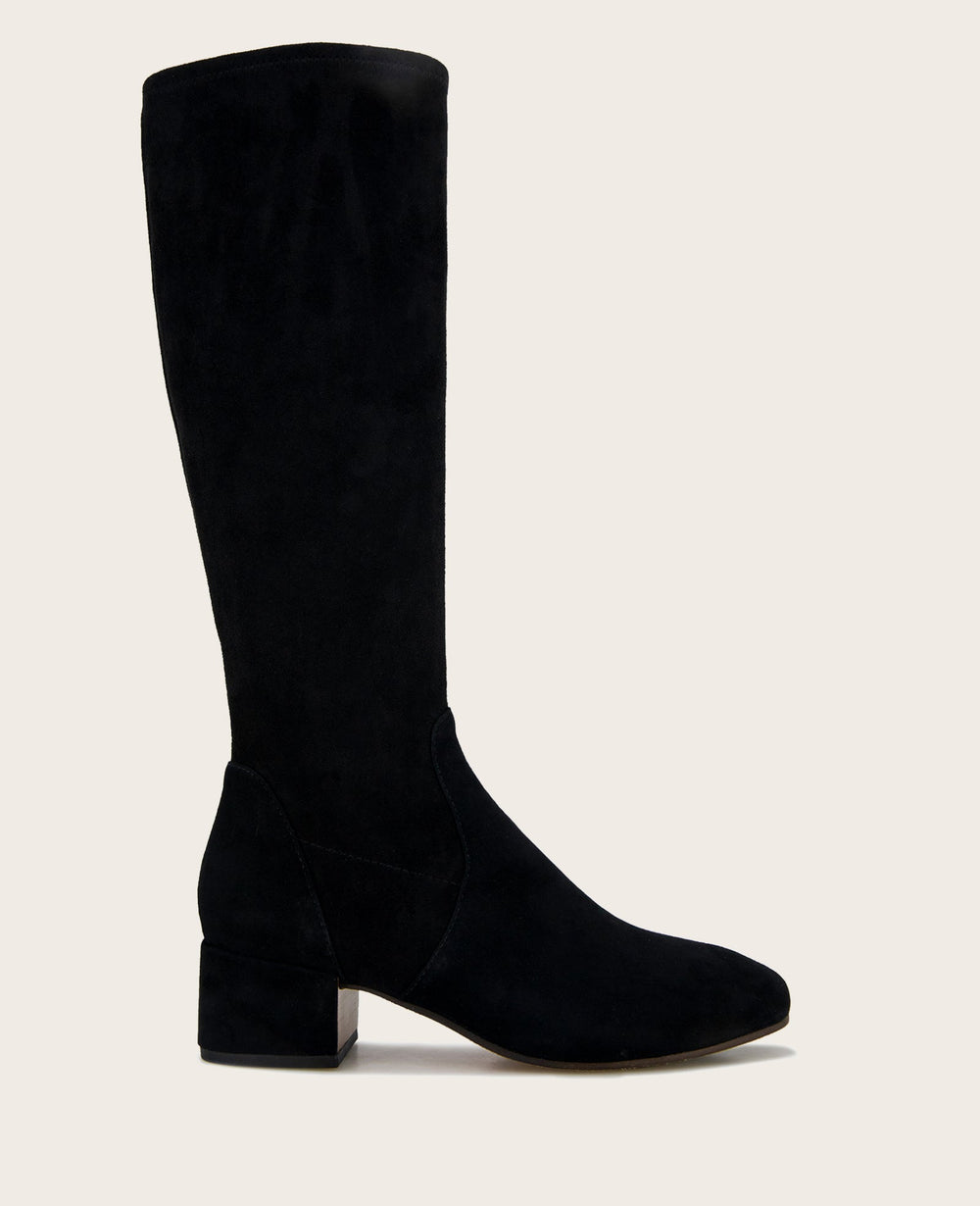 GENTLE SOULS - Ella Suede Stretch Boot with Wide Calf Black