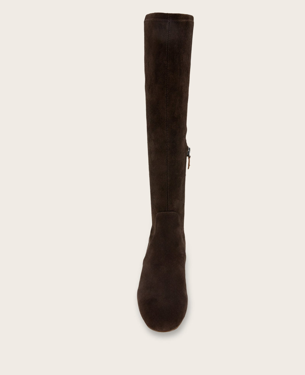 GENTLE SOULS - Ella Suede Stretch Boot with Wide Calf Chocolate
