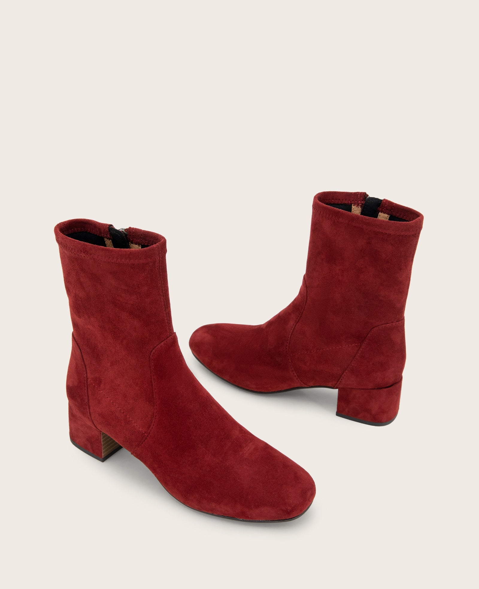 GENTLE SOULS - Ella Micro Suede Stretch Bootie Burnt Red