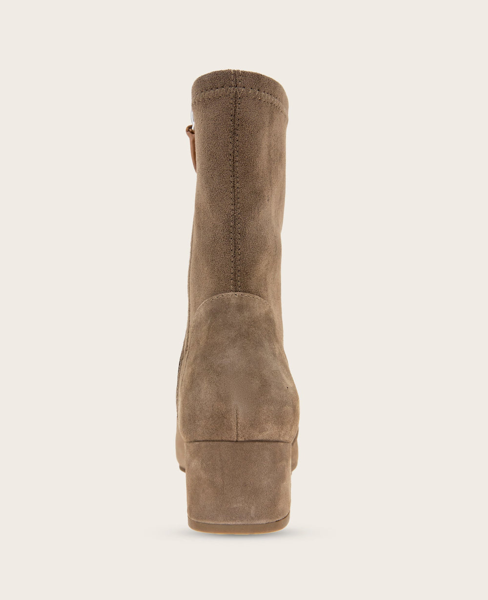 GENTLE SOULS - Ella Micro Suede Stretch Bootie Almond