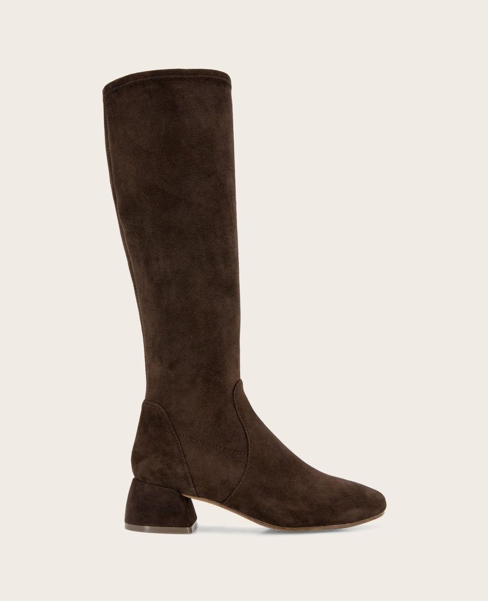 GENTLE SOULS - Emily Micro Suede Stretch Boot with Wide Calf Chocolate Suede