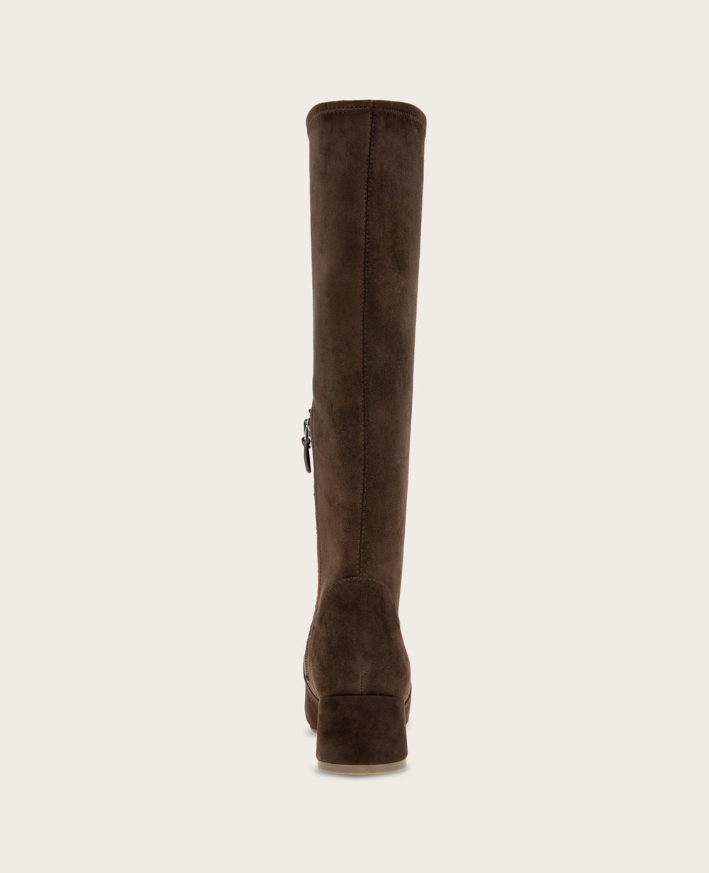 GENTLE SOULS - Emily Micro Suede Stretch Boot with Wide Calf Chocolate Suede