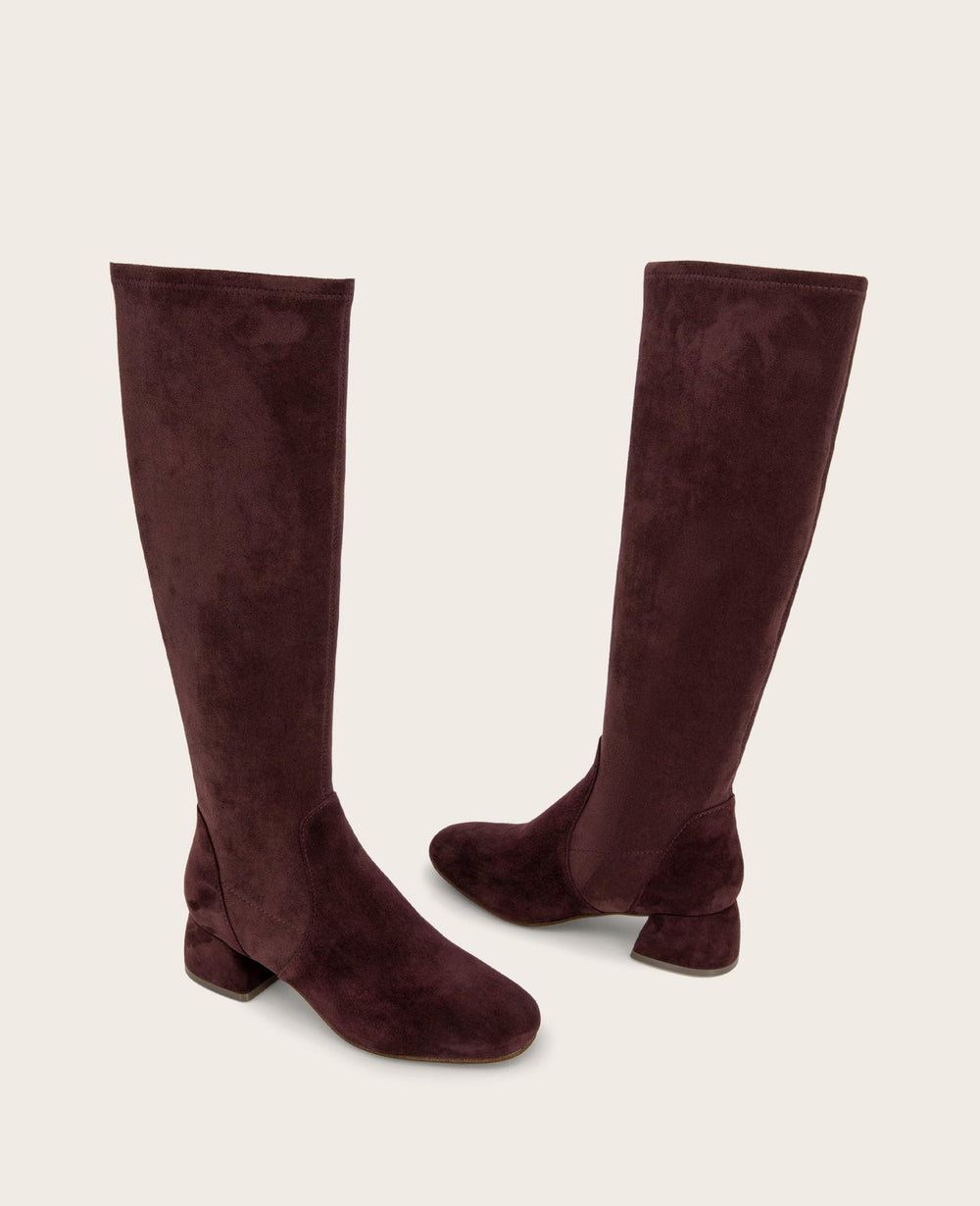 GENTLE SOULS - Emily Micro Suede Stretch Boot with Wide Calf Wine Suede