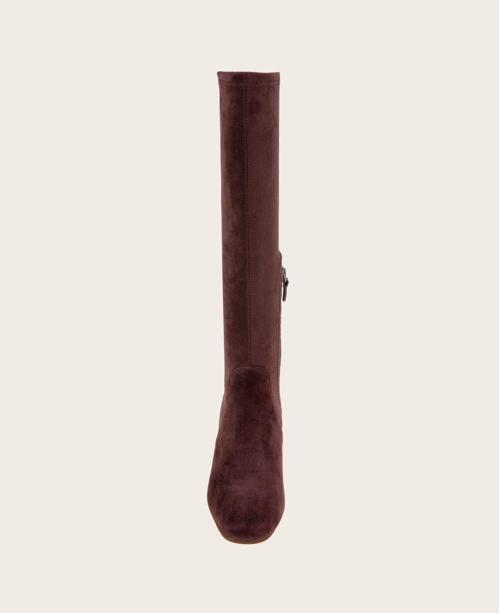 GENTLE SOULS - Emily Micro Suede Stretch Boot with Wide Calf Wine Suede