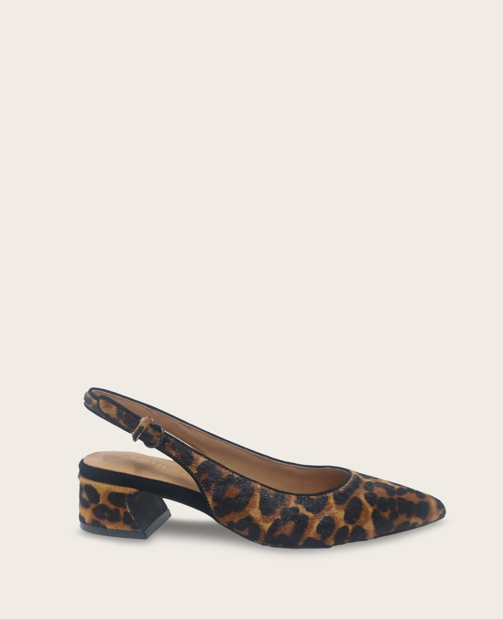 GENTLE SOULS - Georgia Calf Hair Slingback Heel Leopard Calf Hair
