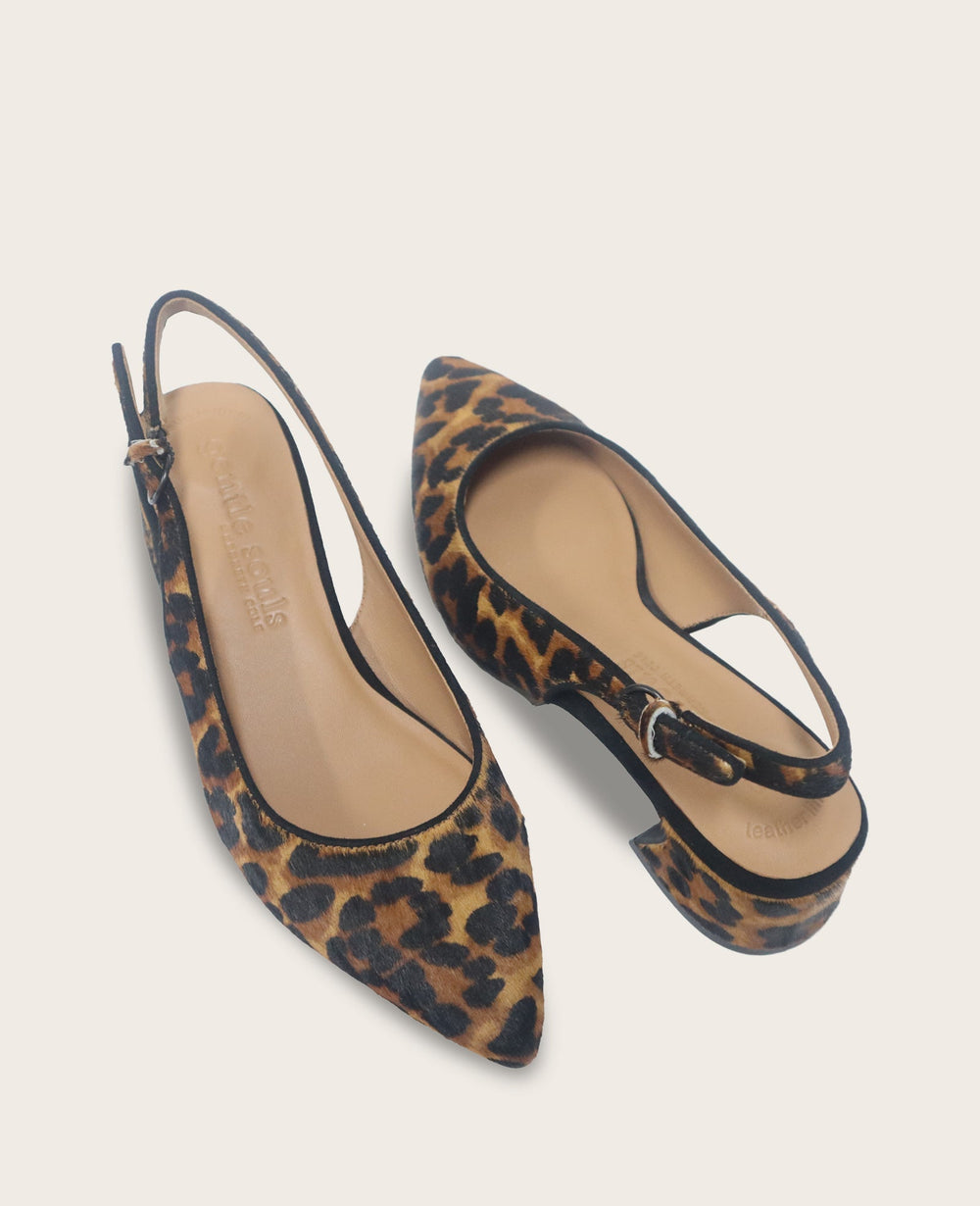 GENTLE SOULS - Georgia Calf Hair Slingback Heel Leopard Calf Hair