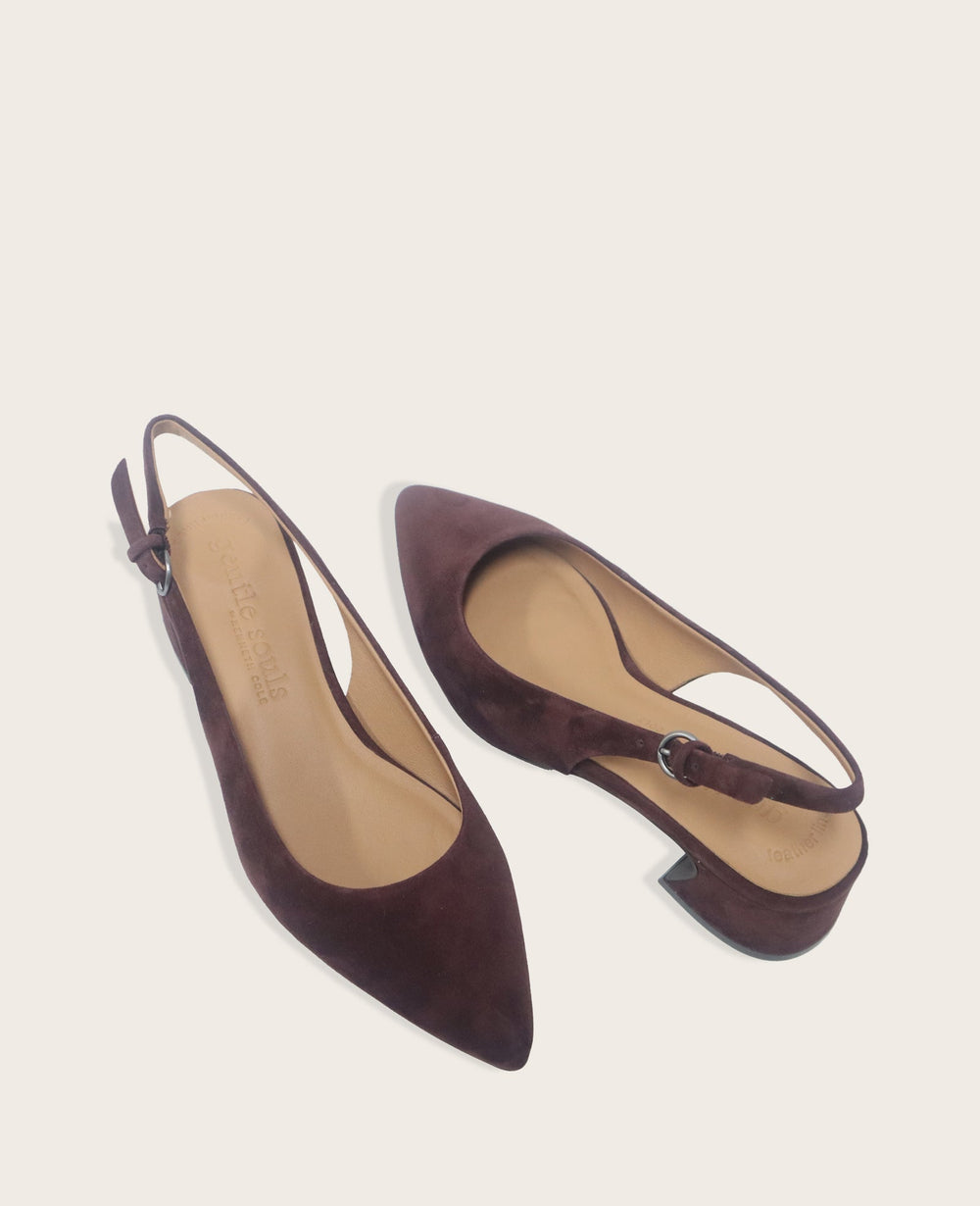 GENTLE SOULS - Georgia Suede Slingback Heel Burgundy Suede