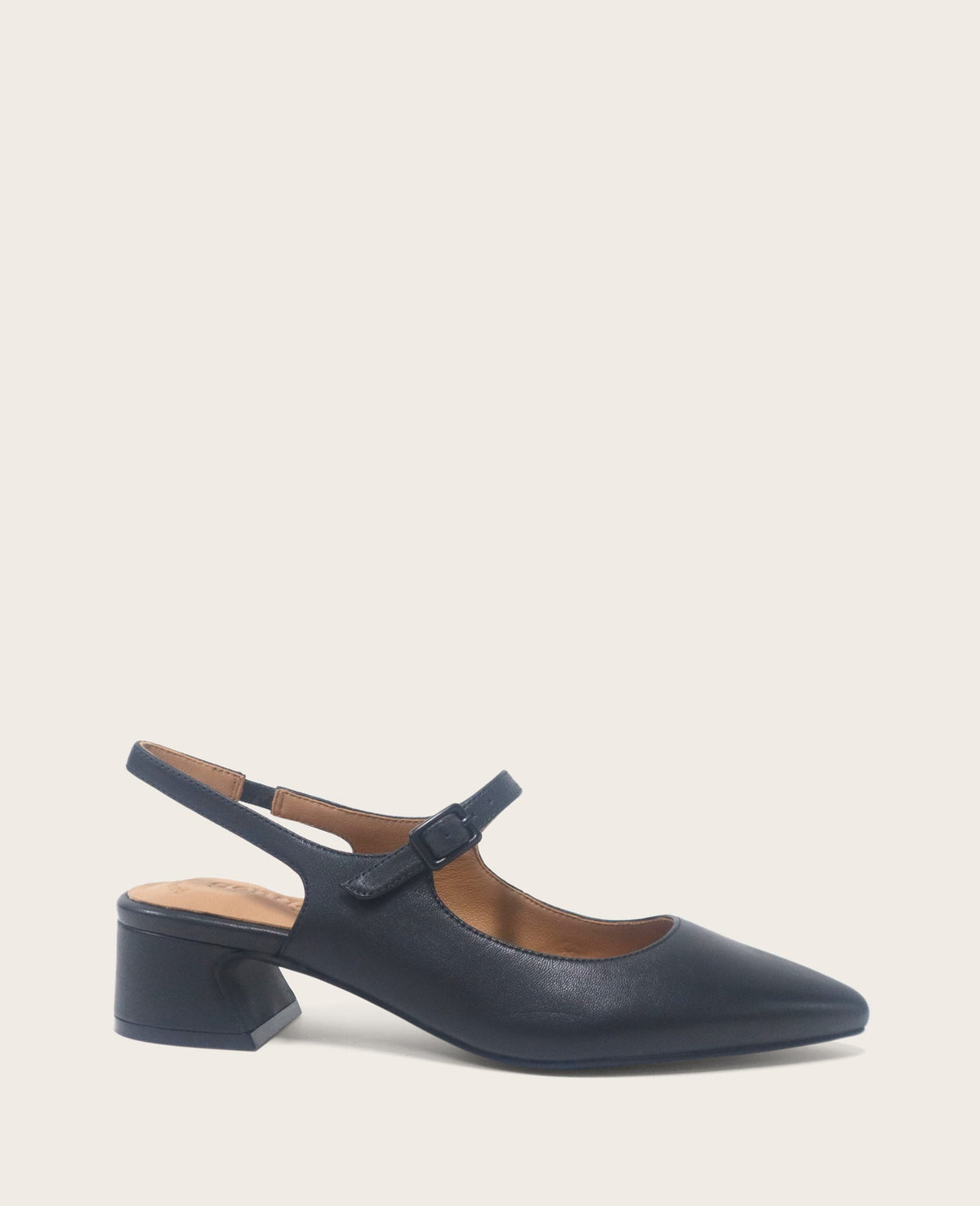 GENTLE SOULS - Gladys Leather Ankle Strap Slingback Black Leather