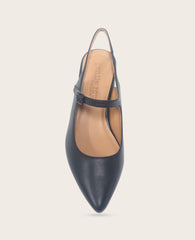 GENTLE SOULS - Gladys Leather Ankle Strap Slingback Black Leather