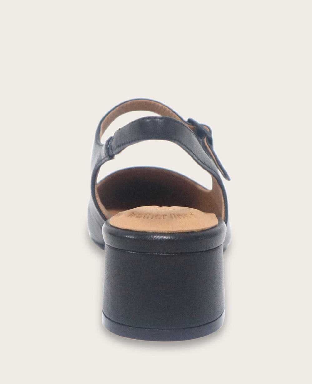 GENTLE SOULS - Gladys Leather Ankle Strap Slingback Black Leather