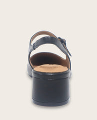 GENTLE SOULS - Gladys Leather Ankle Strap Slingback Black Leather