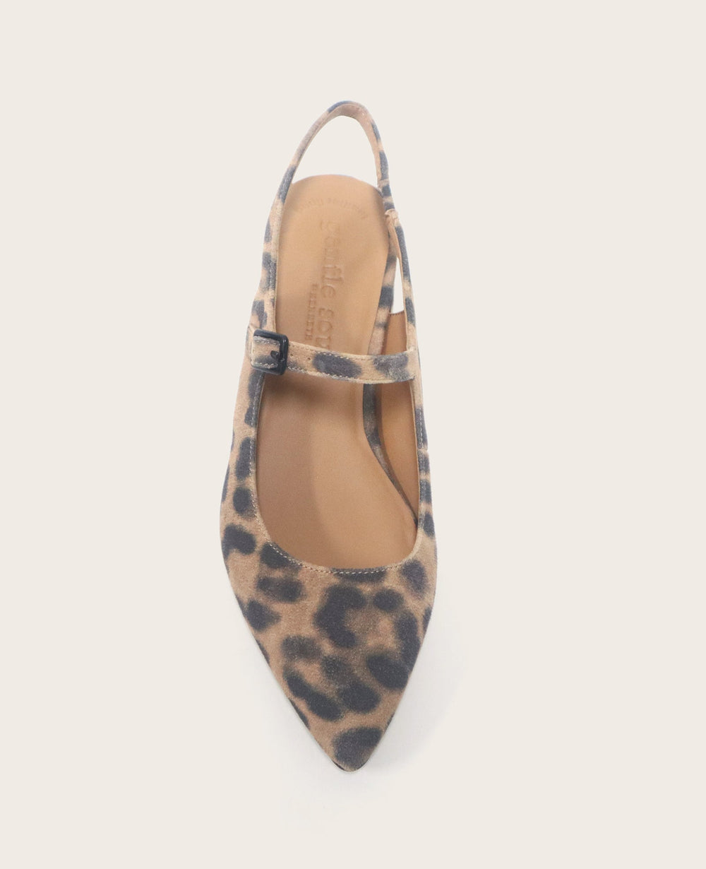 GENTLE SOULS - Gladys Leopard Suede Ankle Strap Slingback Leopard Suede
