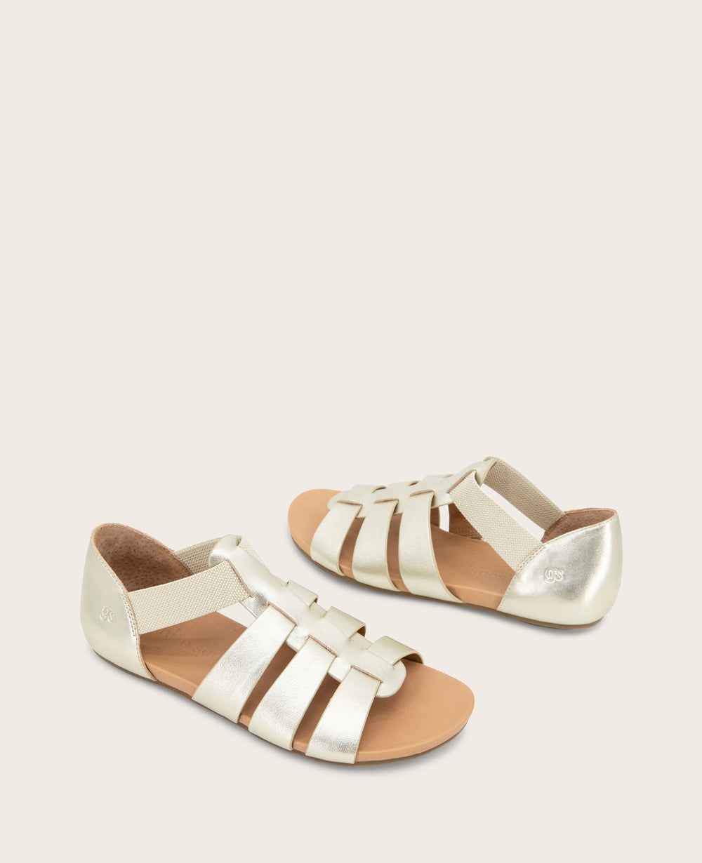 GENTLE SOULS - Lennon Metallic Fisherman Sandal Soft Gold Leather
