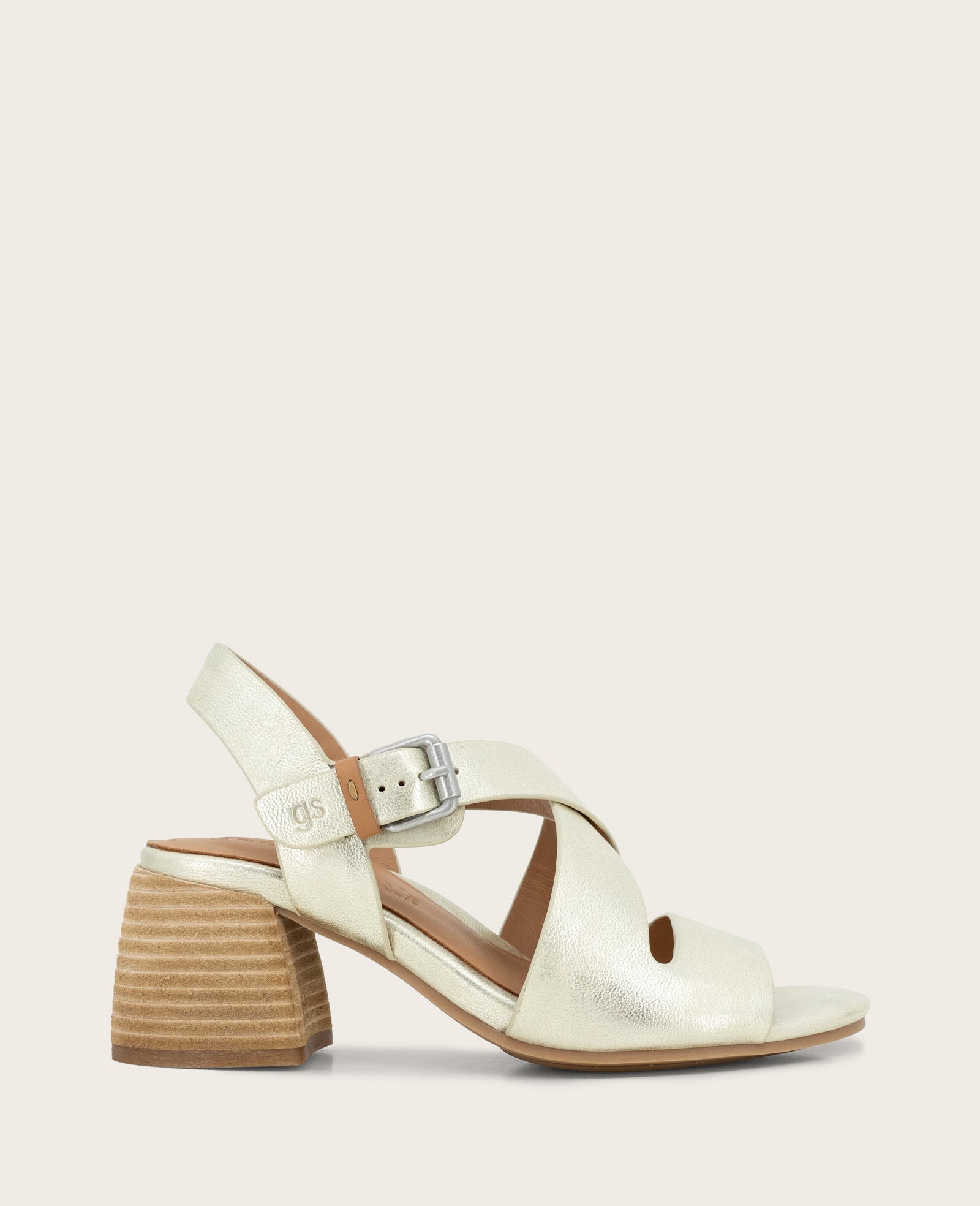 GENTLE SOULS - Mela Metallic Cross Strap Sandal Ice Leather