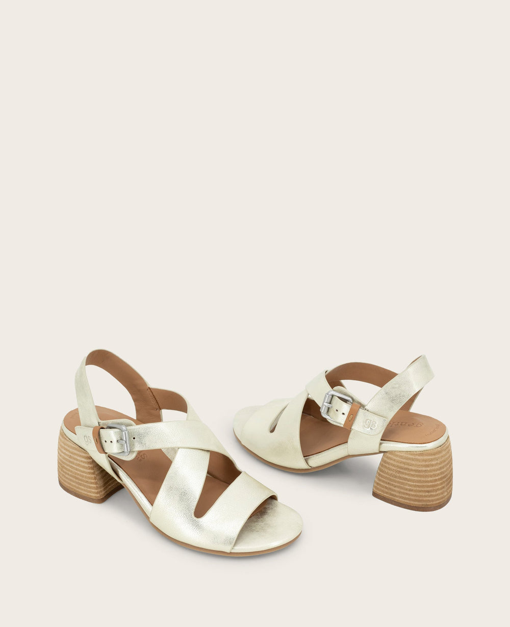 GENTLE SOULS - Mela Metallic Cross Strap Sandal Ice Leather