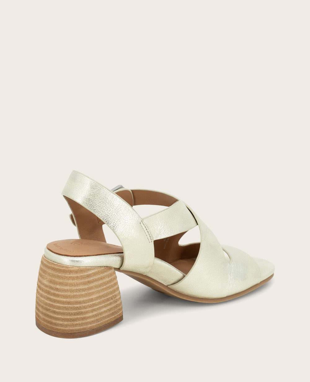 GENTLE SOULS - Mela Metallic Cross Strap Sandal Ice Leather