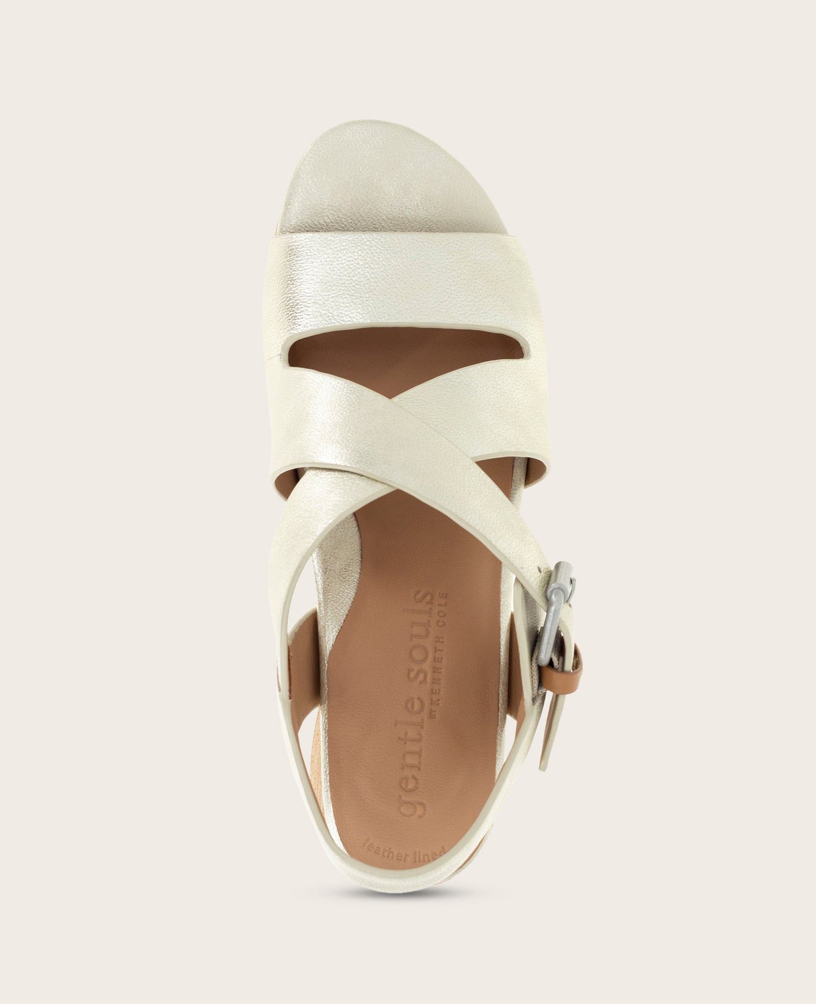 GENTLE SOULS - Mela Metallic Cross Strap Sandal Ice Leather