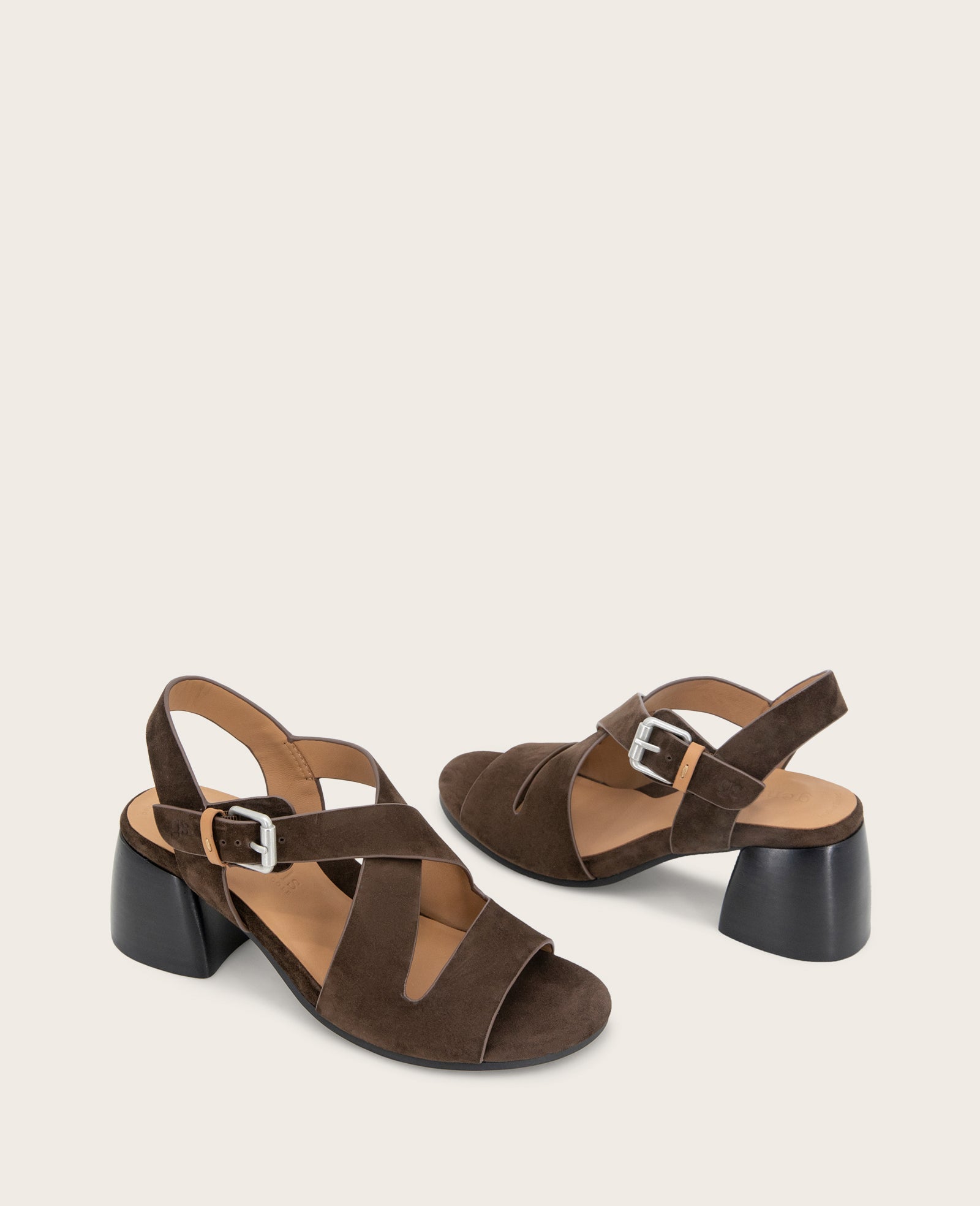 GENTLE SOULS - Mela Suede Cross Strap Sandal Chocolate Suede