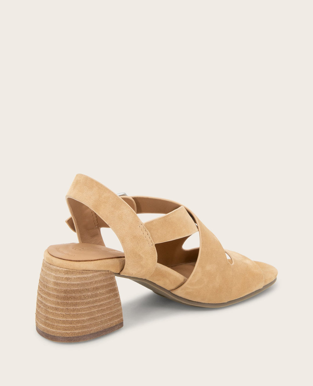 GENTLE SOULS - Mela Suede Cross Strap Sandal Tan Suede