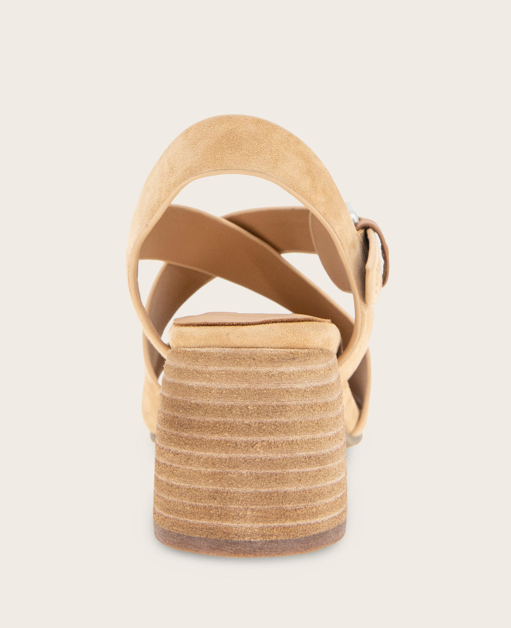 GENTLE SOULS - Mela Suede Cross Strap Sandal Tan Suede