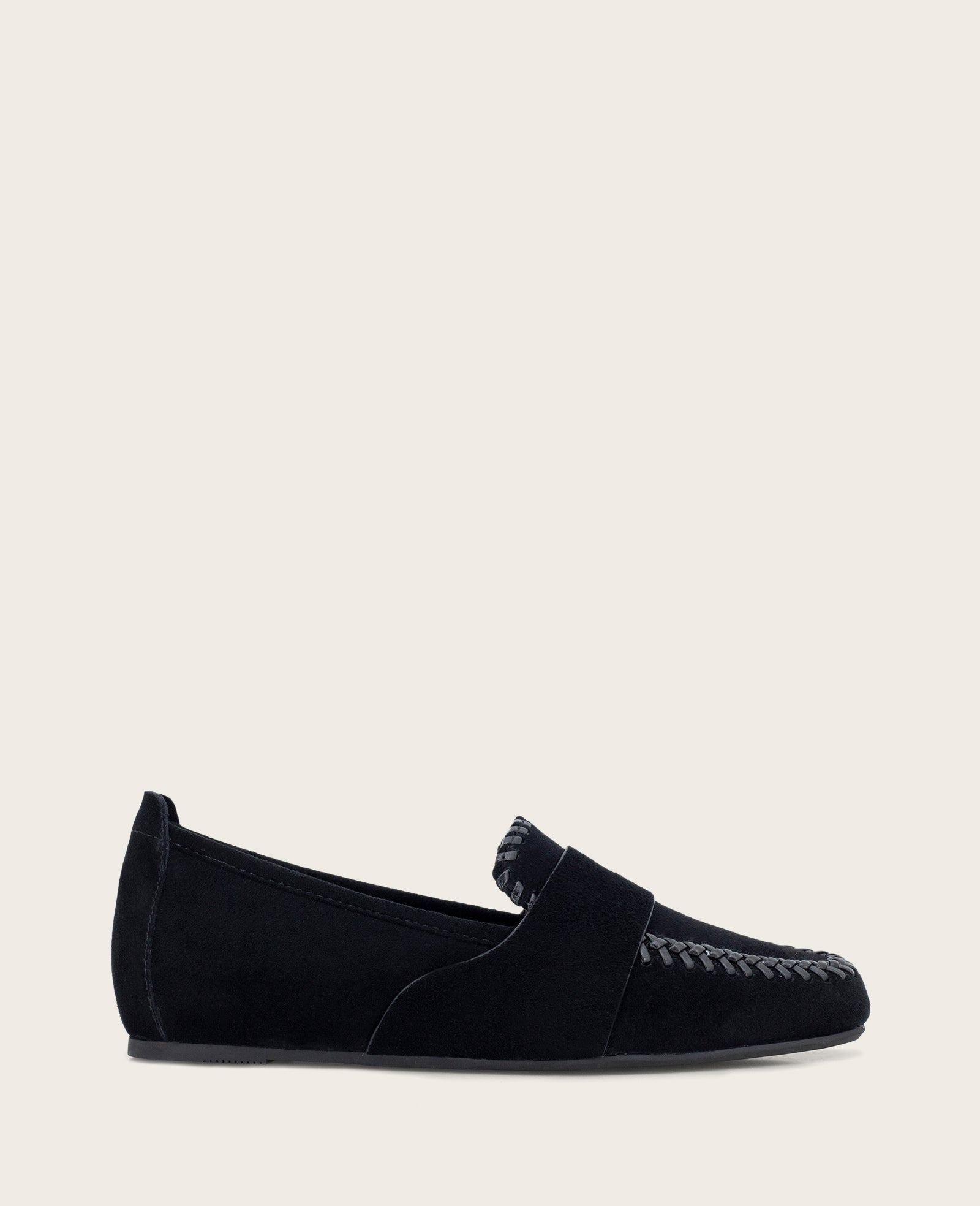 GENTLE SOULS - Sandra Suede Braid Detail Loafer Black Suede