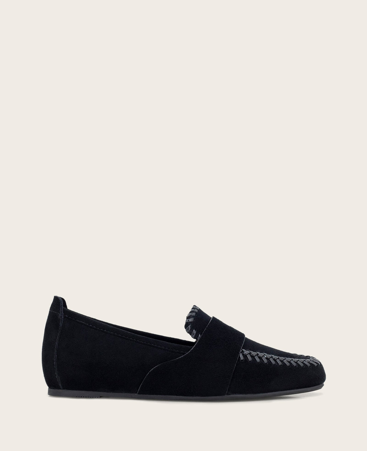 GENTLE SOULS - Sandra Suede Braid Detail Loafer Black Suede