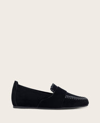 GENTLE SOULS - Sandra Suede Braid Detail Loafer Black Suede