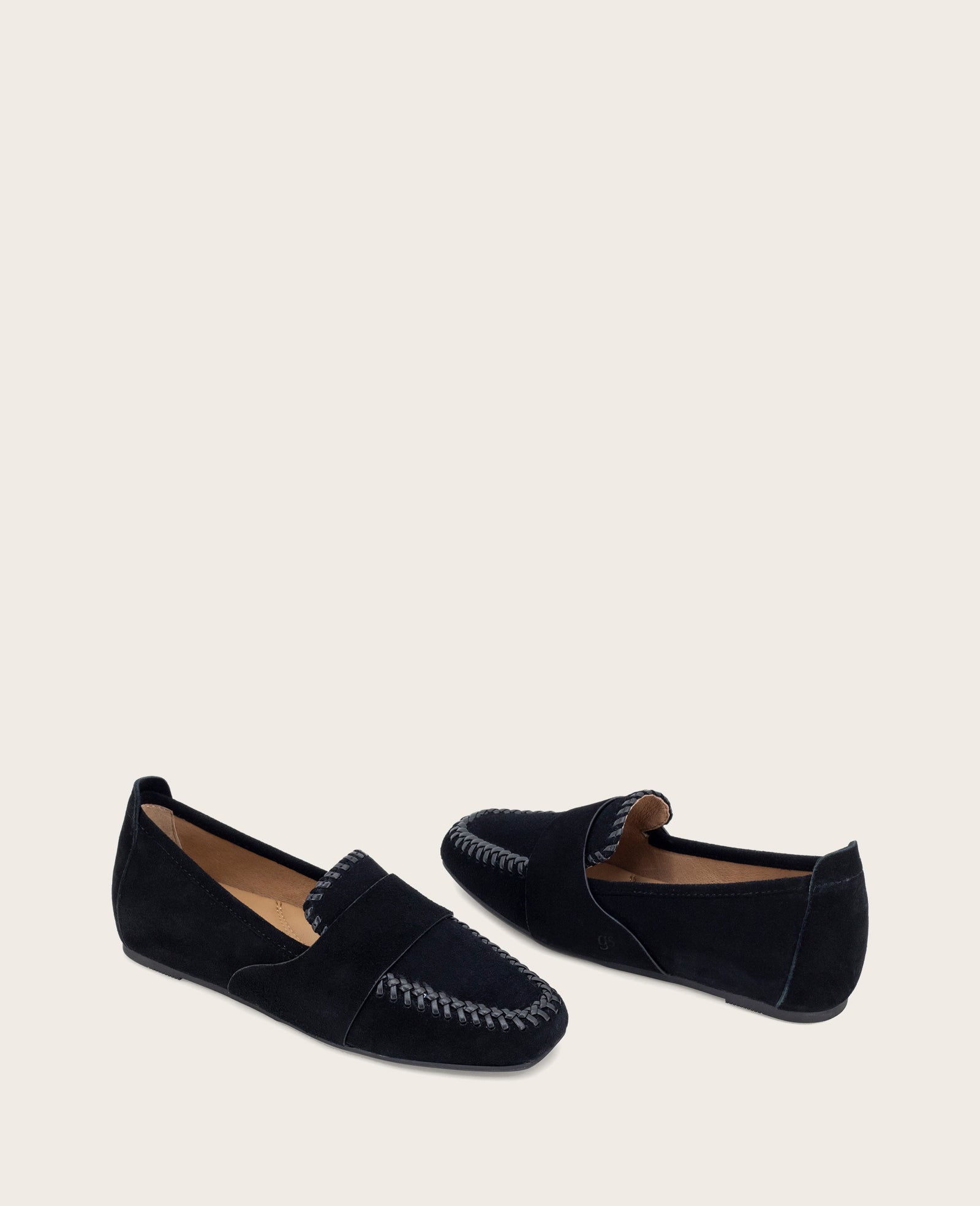 GENTLE SOULS - Sandra Suede Braid Detail Loafer Black Suede