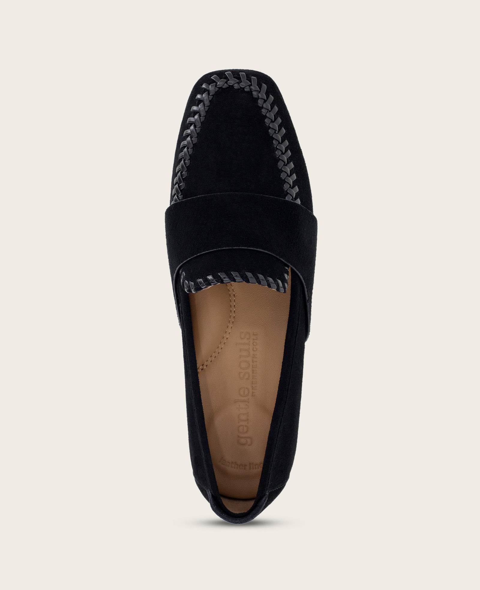 GENTLE SOULS - Sandra Suede Braid Detail Loafer Black Suede