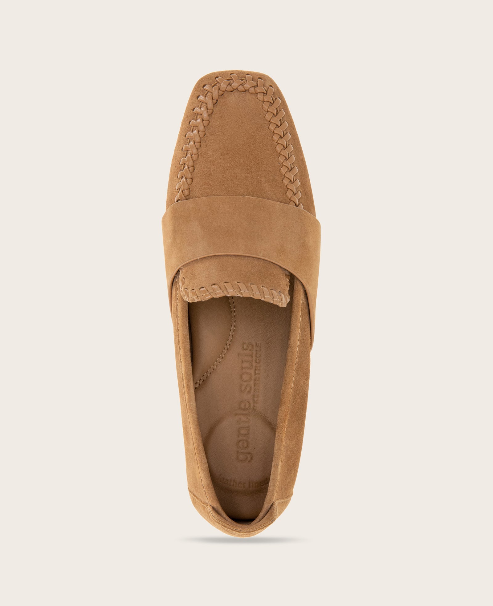 GENTLE SOULS - Sandra Suede Braid Detail Loafer Camel Suede