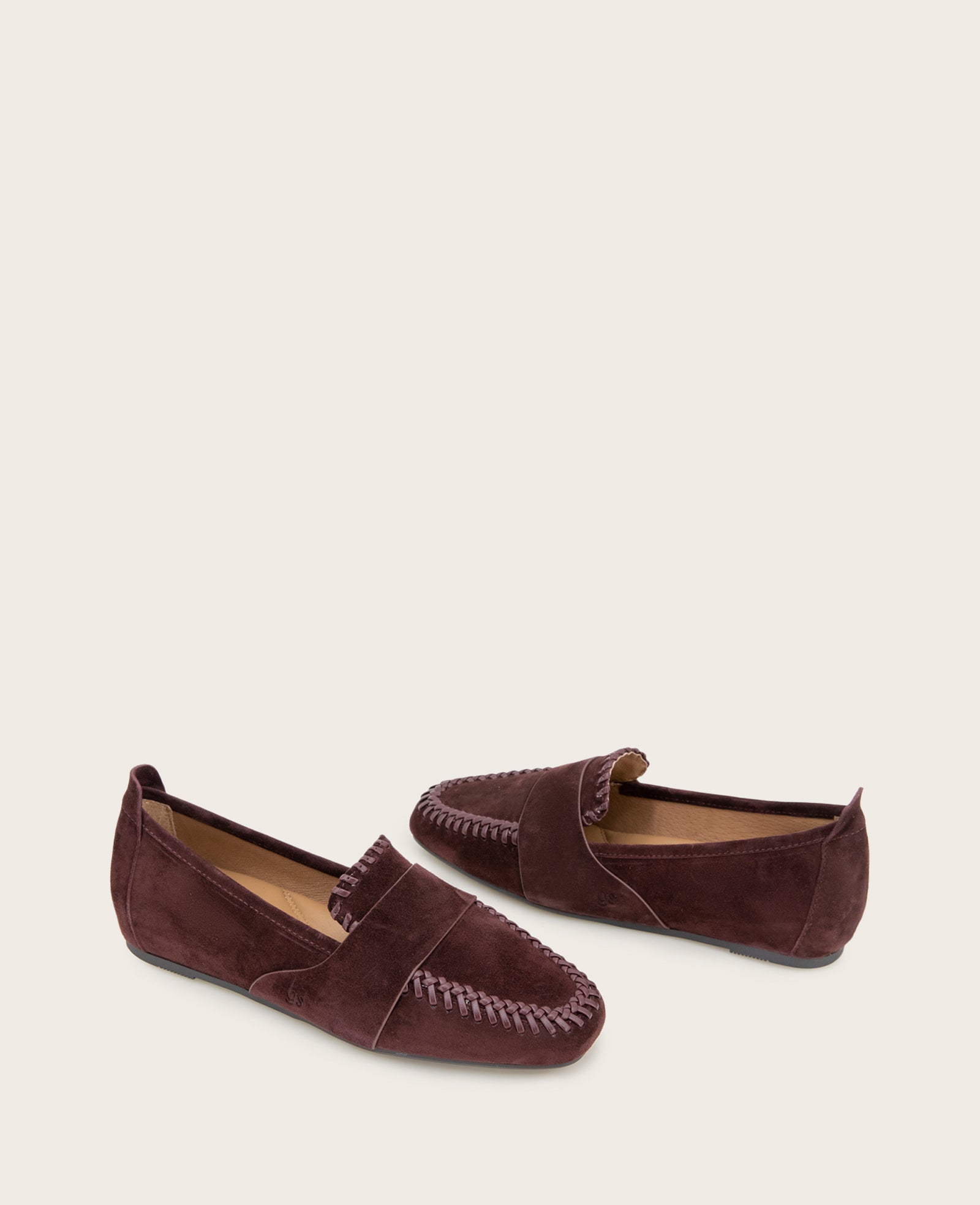 GENTLE SOULS - Sandra Suede Braid Detail Loafer Burgundy Suede