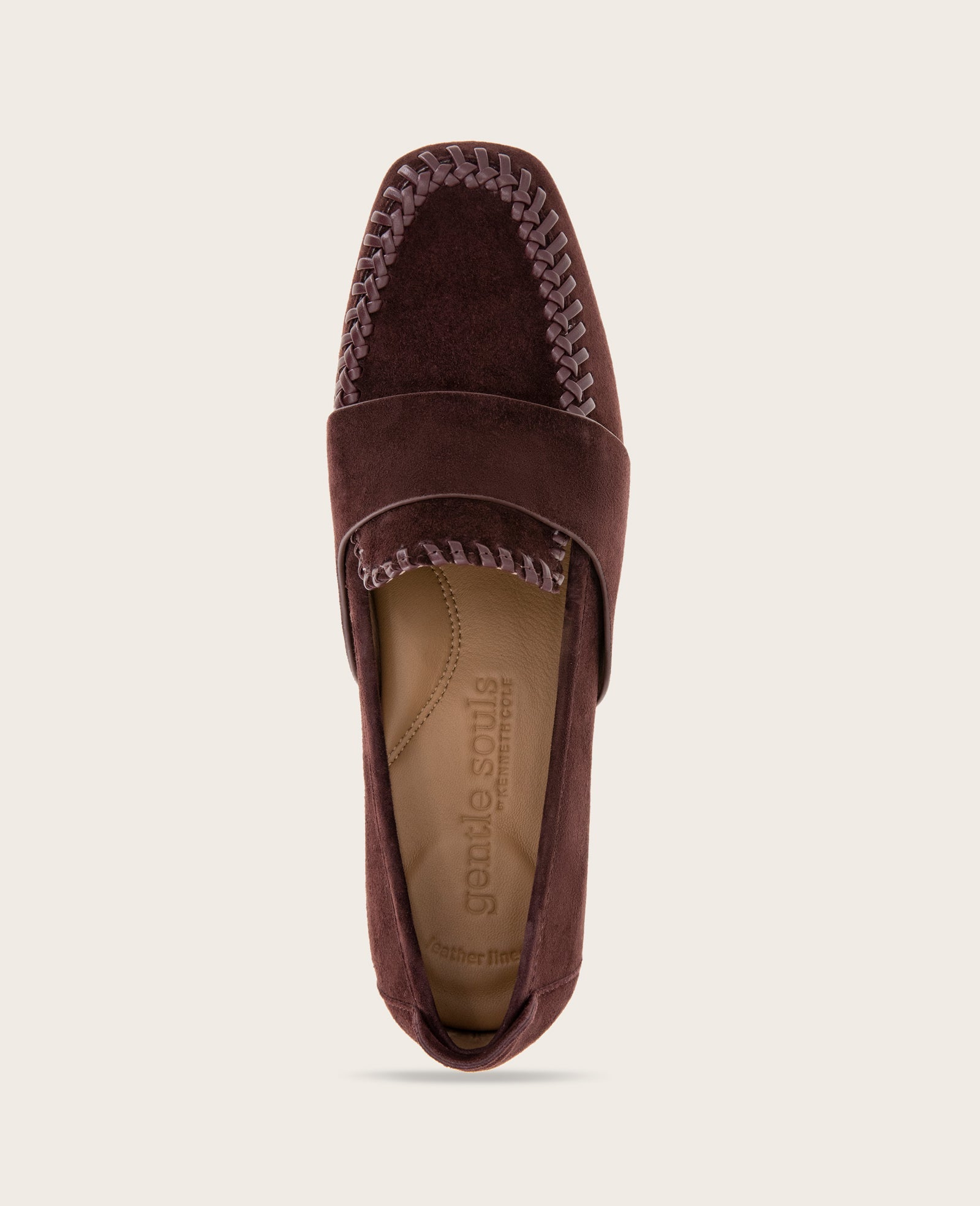 GENTLE SOULS - Sandra Suede Braid Detail Loafer Burgundy Suede