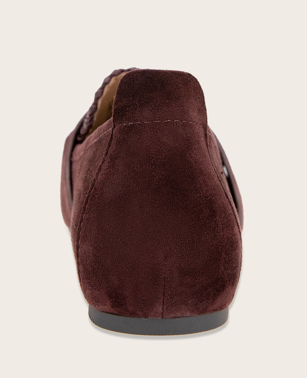 GENTLE SOULS - Sandra Suede Braid Detail Loafer Burgundy Suede