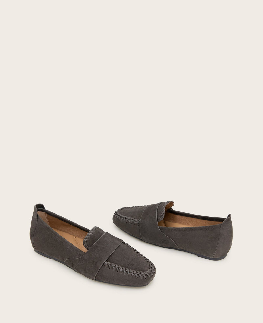 GENTLE SOULS - Sandra Suede Braid Detail Loafer Brown Suede