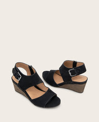 GENTLE SOULS - Tilly Nubuck Wedge Sandal Black Nubuck