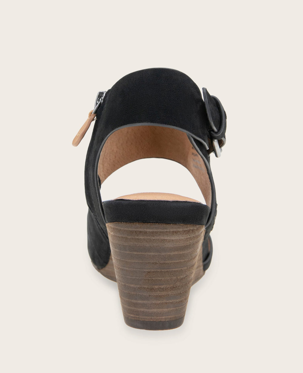 GENTLE SOULS - Tilly Nubuck Wedge Sandal Black Nubuck