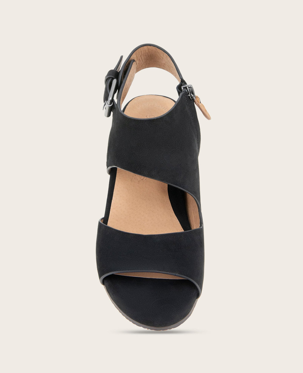 GENTLE SOULS - Tilly Nubuck Wedge Sandal Black Nubuck