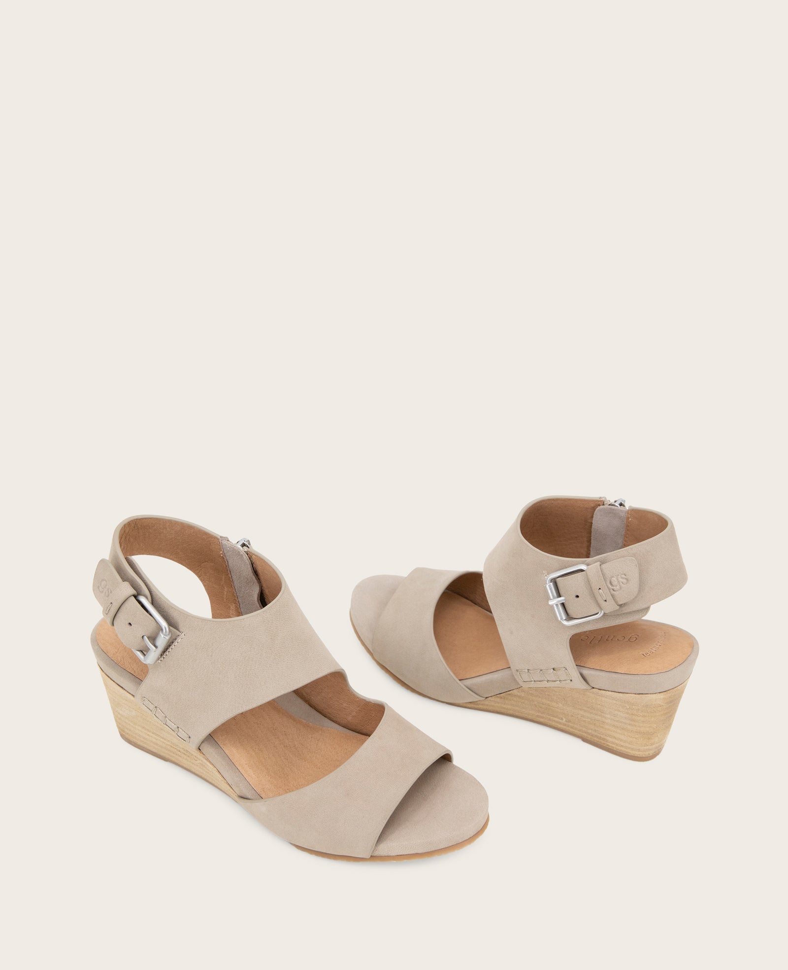 GENTLE SOULS - Tilly Nubuck Wedge Sandal Mushroom Nubuck