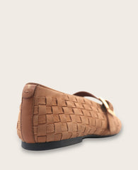 GENTLE SOULS - Winifred Suede Woven Mary Jane Flat Camel Suede