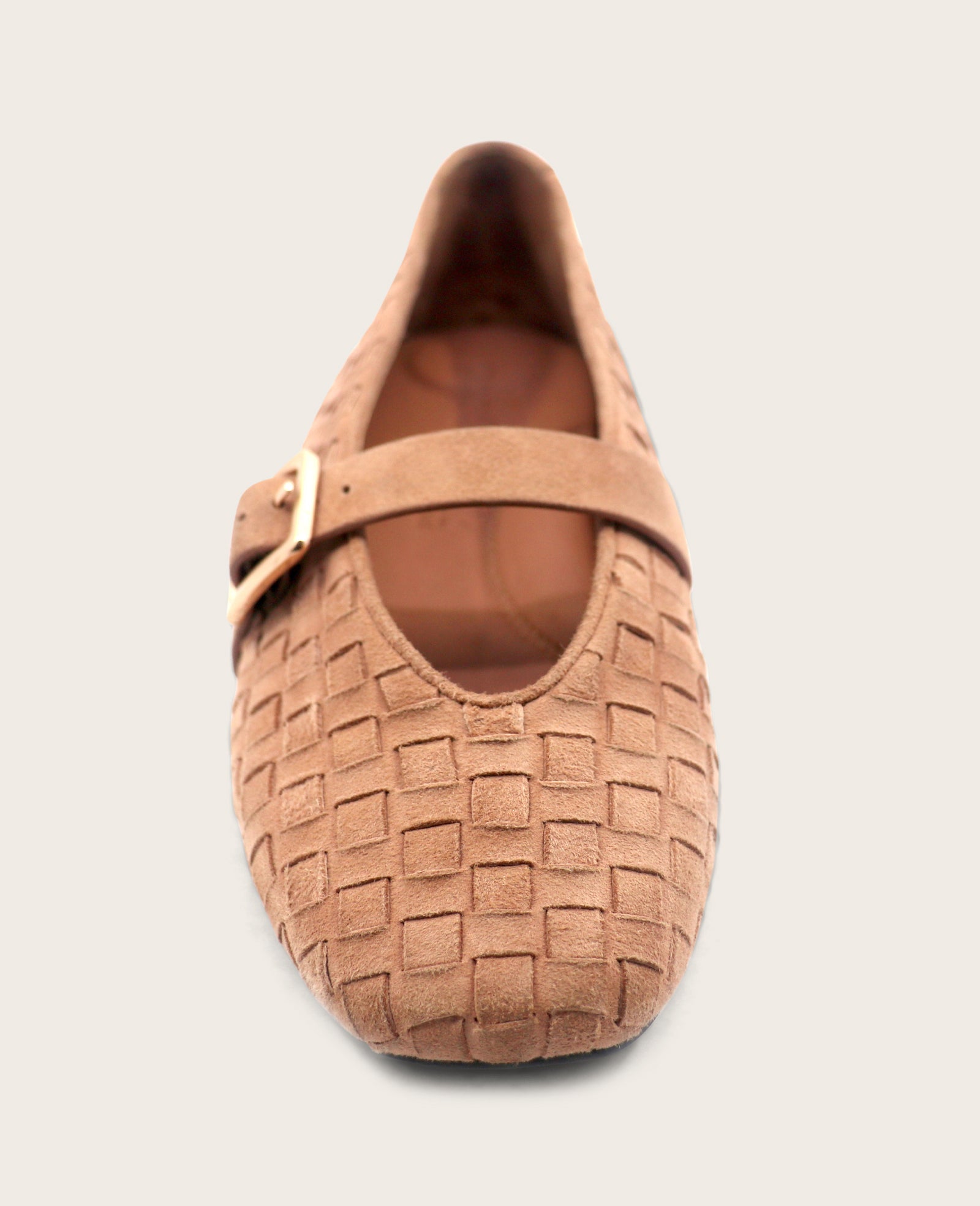 GENTLE SOULS - Winifred Suede Woven Mary Jane Flat Camel Suede