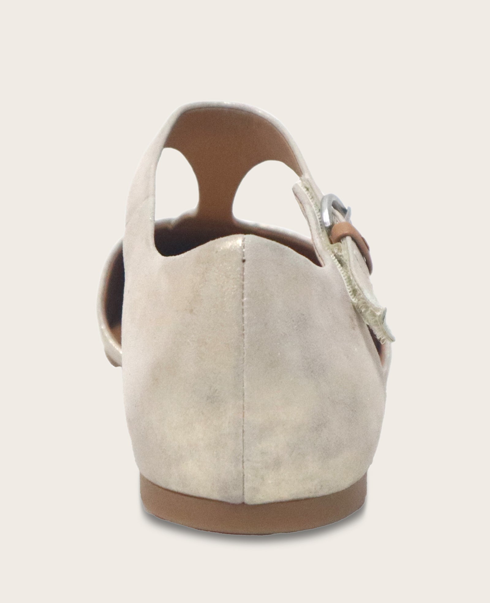GENTLE SOULS - Wyatt Metallic T-Strap Flat Gravel Leather