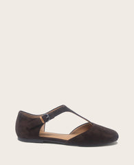 GENTLE SOULS - Wyatt Suede T-Strap Flat Chocolate Suede