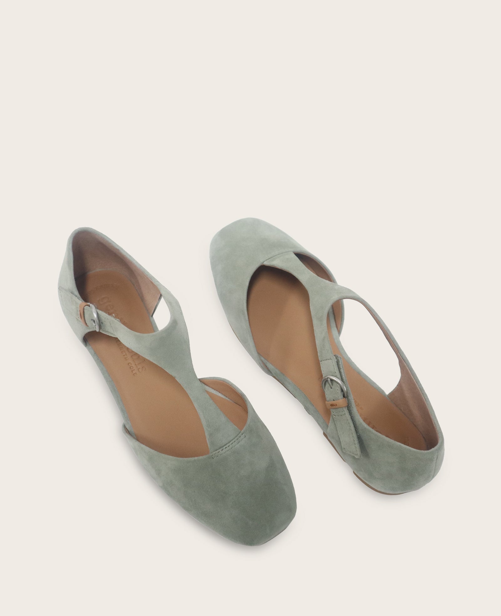 GENTLE SOULS - Wyatt Suede T-Strap Flat Sage Suede