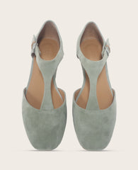 GENTLE SOULS - Wyatt Suede T-Strap Flat Sage Suede