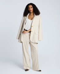 Pinstripe Relaxed Fit Boyfriend Blazer Almond Milk Multi