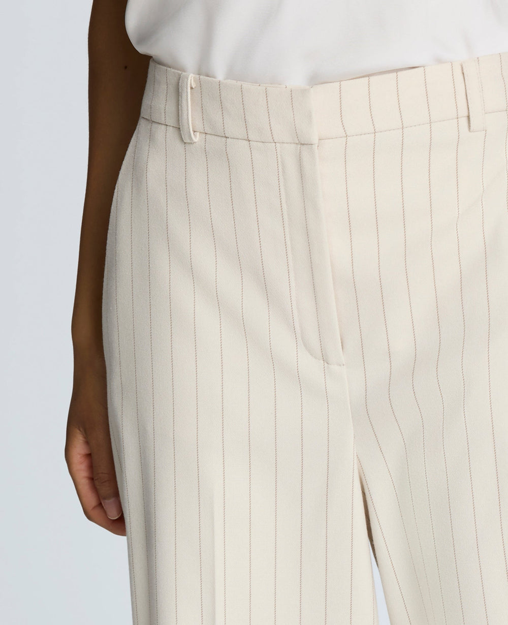 Pinstripe High Rise Wide Leg Pant Almond Milk Multi