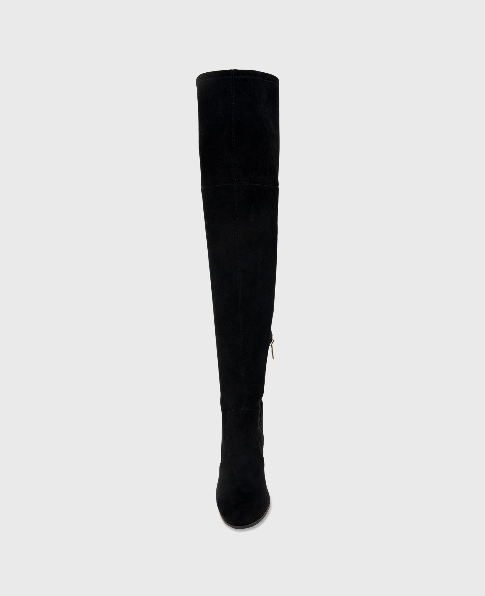 Josie Suede Tall Knee Heeled Boot Black