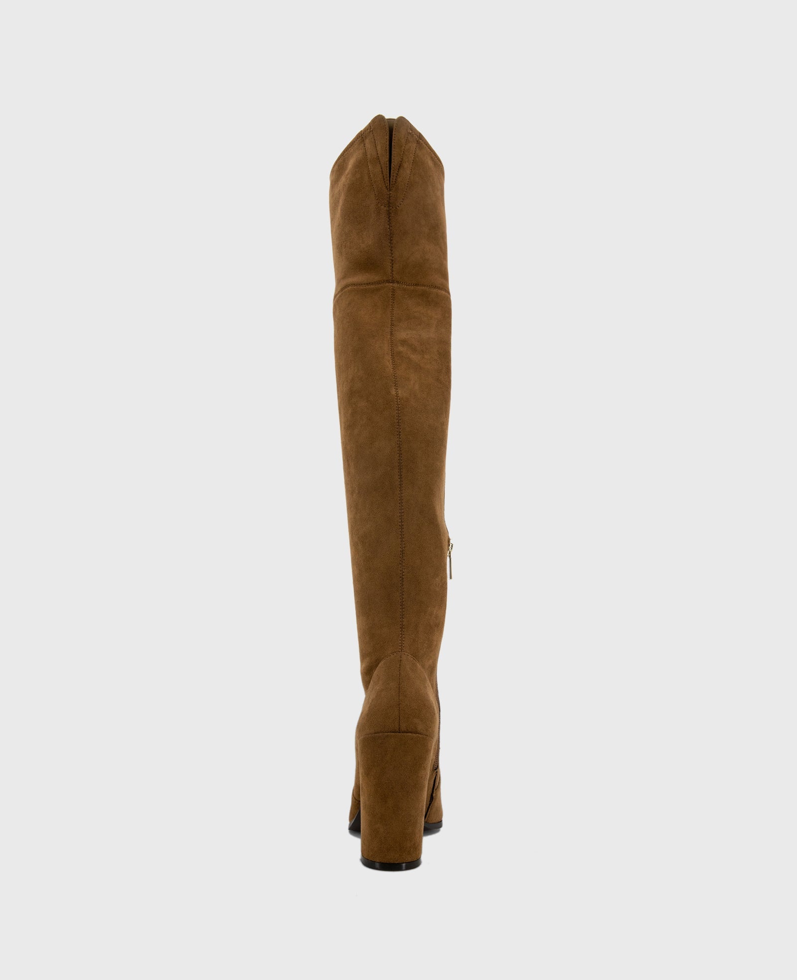 Josie Suede Tall Knee Heeled Boot Cognac